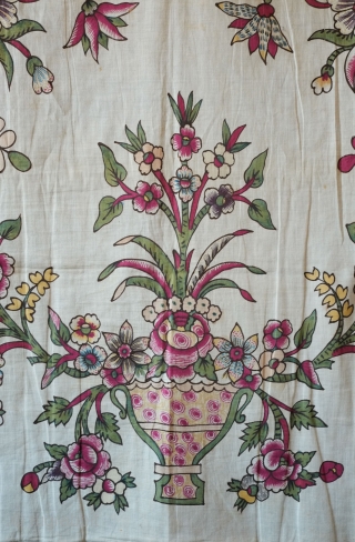 Anatolian Block Print from Tokat.  Late 19th/early 20th century.  This is an extraordinarily elegant and fine block printed thin cotton textile. The vase and floral arrangements are wonderfully articulated.   ...