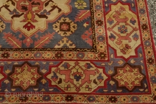 Tefzet Production Hook Rug from Germany, Early 1900s, in the Transylvanian style.  Exquisite composition.  The colors are soft and muted and the wool is very good quality.  There is  ...