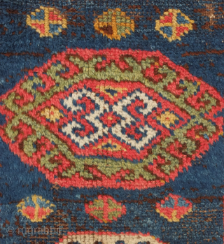 Jaff or Sanjabi Kurdish rug, 19th century.  Good colors and plush wool. One small hole and a couple small areas of low pile. An unusual rug. 132 x 247 cm  