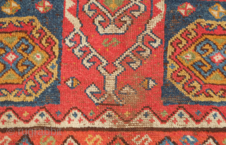 Jaff or Sanjabi Kurdish rug, 19th century.  Good colors and plush wool. One small hole and a couple small areas of low pile. An unusual rug. 132 x 247 cm  
