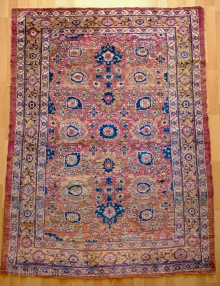 Heriz Silk Rug, 1850s.  Wonderful harshang design in sumptuous silk.  The designs are elegantly articulated in a soft array of natural hues.  This rug has it all. Great colors,  ...