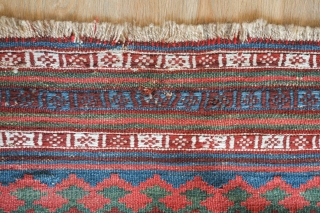 SW Persian Kilim, 19th century.  Lori or Qashqa'i.  Excellent saturated colors of which there are at least seven.  Some small repairs here and there as depicted from the seventh  ...