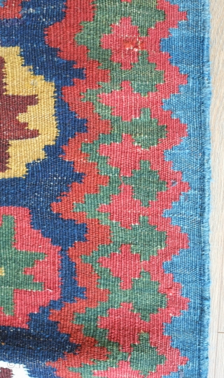 SW Persian Kilim, 19th century.  Lori or Qashqa'i.  Excellent saturated colors of which there are at least seven.  Some small repairs here and there as depicted from the seventh  ...