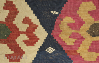 Borchalu Kazak kilim, 19th century. Fantastic saturated colors, braided ends and jijim work throughout. Near perfect condition with the exception of a small hole shown in the second to last image. ...