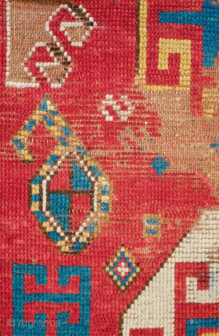 Mogan Rug, 3rd to 4th quarter of 19th century.  Great little secondary designs: a little beast, a C gul-like motif, a boteh, a floral vase motif and some multi-colored diamonds in  ...