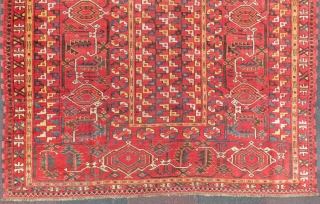 Beshir Rug, Late 19th Century. Interesting central design of alternating geometric forms. In very good condition.  187 x 237 cm.            