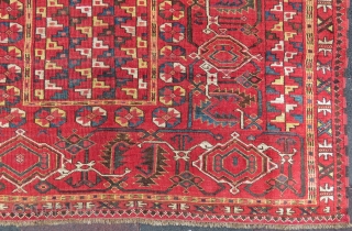 Beshir Rug, Late 19th Century. Interesting central design of alternating geometric forms. In very good condition.  187 x 237 cm.            