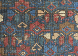 Kuba pile cushion cover, 19th century.  The design is in an overall floral palmette scheme.  Some missing on the bottom but a rare piece. 57 x 70 cm   