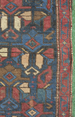 Kuba pile cushion cover, 19th century.  The design is in an overall floral palmette scheme.  Some missing on the bottom but a rare piece. 57 x 70 cm   