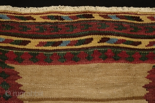 Qashqa'i small sofreh, 3rd to 4th quarter of 19th century. It may be what is referred to as a tea sofreh for use for a tea service. Fantastic saturated natural colors. Eight  ...