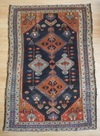 Karadja Rug, 1940 or so.  Nice composition.  In relatively good shape with a little wear in the top left hand corner and wear on the selvedges. A gorgeous rug and  ...