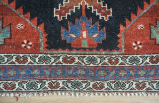 Karadja Rug, 1940 or so.  Nice composition.  In relatively good shape with a little wear in the top left hand corner and wear on the selvedges. A gorgeous rug and  ...