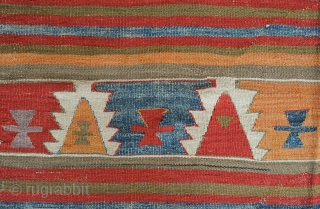Sivrihisar Kilim, roughly mid-19th century.  Wonderdfully mellowed and balanced colors with a beautiful apricot and light purple.  Six to seven colors were used in this kilim. Design variation increases as  ...