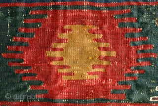 Kazak Kilim, 3rd Quarter of the 19th century.  Exceptional rich and saturated colors and paper-like weave.  It has a number of small repairs and some white warp flecks show in  ...