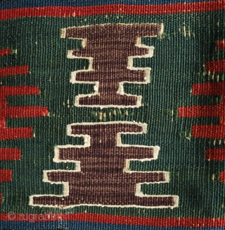 Kazak Kilim, 3rd Quarter of the 19th century.  Exceptional rich and saturated colors and paper-like weave.  It has a number of small repairs and some white warp flecks show in  ...