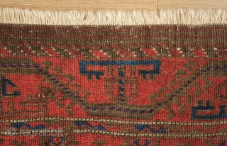 Timuri Baluch Rug, 3rd to 4th Quarter of the 19th Century. The design is in a repeat kalamdani (pen case) or centipede design. The border is an abstracted Yomut boat border originally  ...