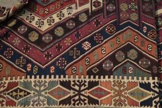 Reyhanli-Malatya long kilim, one side only. Fourth quarter of 19th century. Vivid colors, great condition and full of bold minor graphics.  Small hole in the last image.   400 X  ...