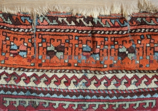 Anatolian Kurdish rug, 3rd quarter of the 19th century.  Less common two sandik or compartment design.  Good age and colors.  124 x 221 cm      