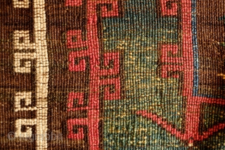 Bergama, possibly Karakecili, likely 18th century probably towards the last third.  Fantastic colors with a deep yellow green and a dark dark purple.  The rug is original with nothing cut,  ...