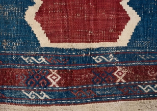 Caucasian Door Kilim - Kapilik, 3rd to 4th Quarter of 19th Century. The piece is complete but with some worn areas. All natural colors.  Currently unwashed.  Reasonably priced. 105 x  ...