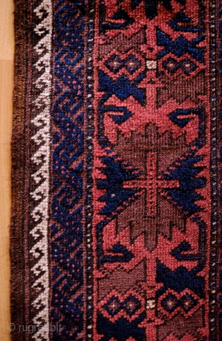 Baluch Rug, End of 19th Century.  Excellently articulated eagle medallions.  Beautiful deep and rich colors.  In very condition.  Some corrosion in the brown-blacks. The wool is silky soft.  ...