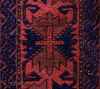 Baluch Rug, End of 19th Century.  Excellently articulated eagle medallions.  Beautiful deep and rich colors.  In very condition.  Some corrosion in the brown-blacks. The wool is silky soft.  ...