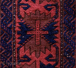 Baluch Rug, End of 19th Century.  Excellently articulated eagle medallions.  Beautiful deep and rich colors.  In very condition.  Some corrosion in the brown-blacks. The wool is silky soft.  ...