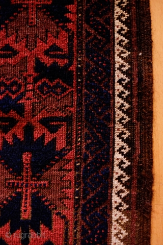 Baluch Rug, End of 19th Century.  Excellently articulated eagle medallions.  Beautiful deep and rich colors.  In very condition.  Some corrosion in the brown-blacks. The wool is silky soft.  ...