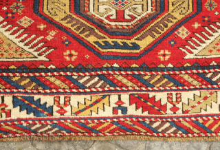 Shirvan pole medallion rug, 19th century. Fine weave. Excellent colors. A sharp rug in excellent condition. 102 x 151 cm.             