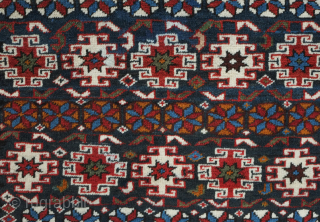 Chichi Caucasian rug, late 19th century.  This rug is in fantastic condition with only slight corrosion in the brown wool in the top end border. Velvety wool and good colors. 144  ...