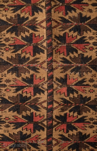 Baluch Prayer Rug, Khorasan, Late 19th century.  The wool is of very fine quality in a very fine weave.  The white around the prayer niche beautifully frames the rug.   ...