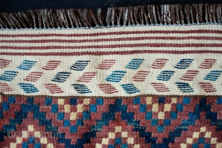 Tatari Kilim, Late 19th/Early 20th Century.  A very atypical weaving from this weaving group in Afghanistan.  Good natural dyes.  Goat hair warps.  A unique piece.  70 x  ...