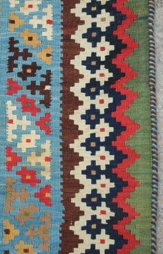 Qashqa'i kilim, 19th century.  Wonderful colors and in overall fantastic condition with the excpetion of a tiny moth nibble or two. 182 x 308 cm       