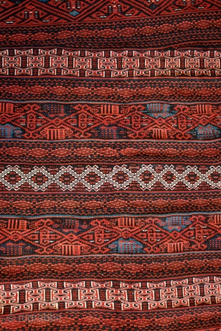 Afshar Kilim, Kalat area of Khorasan, Late 19th Century. Wonderful tribal weaving with the irregularities that come with it like the offsetting of a section of the border and the extra lines  ...