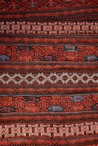 Afshar Kilim, Kalat area of Khorasan, Late 19th Century. Wonderful tribal weaving with the irregularities that come with it like the offsetting of a section of the border and the extra lines  ...