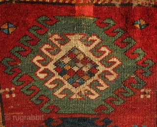 Kazak Borchalu rug, Mid-19th century, possibly earlier.  Smaller format.  Thick pile.  Noticeable wear but a fantastic example.  93 x 192 cm        