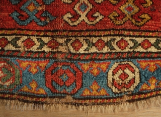 Kazak Borchalu rug, Mid-19th century, possibly earlier.  Smaller format.  Thick pile.  Noticeable wear but a fantastic example.  93 x 192 cm        