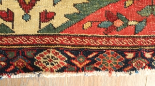 Malayer rug, 19th century.  Extraordinary colors and cental medallion.  Blue cotton wefts.  The selvedges are worn and there is a small area of wear in the central medallion.   ...