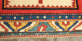 Lori Pambak Kazak rug, early to mid-20th century.  Good colors and overall good condition.  Evocative animal pelt-like central elongated centerpiece of this later type.  111 x 216 cm  