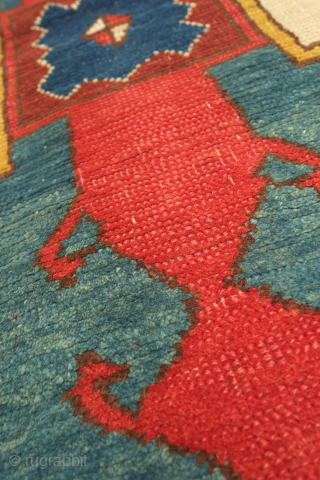 Lori Pambak Kazak rug, early to mid-20th century.  Good colors and overall good condition.  Evocative animal pelt-like central elongated centerpiece of this later type.  111 x 216 cm  