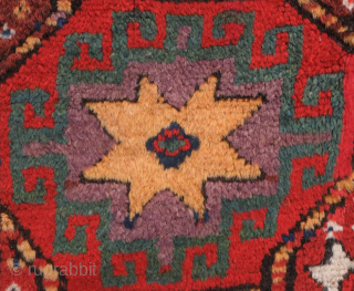 Quchan Kurdish rug, late 19th century.  Extraordinary colors and condition.  The pile is full.  Colors include an exceptional purple, green and apricot. A real gem. 158 x 358 cm  ...