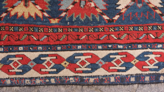 Talish group prayer rug, 19th century.  All over leaf calyx lattice in a fine weave.  The bottom border is attached and there is an old repair in the bottom of  ...