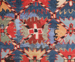 Talish group prayer rug, 19th century.  All over leaf calyx lattice in a fine weave.  The bottom border is attached and there is an old repair in the bottom of  ...