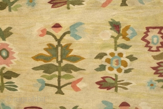 Bessarabian kilim, third to fourth quarter of the 19th century.  Beautiful softer colors and good age.  One tiny spot of wear in the final image.  197 x 165 cm 
