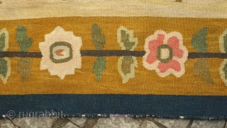 Bessarabian kilim, third to fourth quarter of the 19th century.  Beautiful softer colors and good age.  One tiny spot of wear in the final image.  197 x 165 cm 