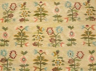 Bessarabian kilim, third to fourth quarter of the 19th century.  Beautiful softer colors and good age.  One tiny spot of wear in the final image.  197 x 165 cm 