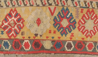 Sebinkarahisar kilim, 3rd to 4th quarter of the 19th century. It bears a rare four mihrab design. Trees of life surround the mountain-like prayer niches. Note some areas of wear. 168 x  ...