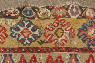 Sebinkarahisar kilim, 3rd to 4th quarter of the 19th century. It bears a rare four mihrab design. Trees of life surround the mountain-like prayer niches. Note some areas of wear. 168 x  ...