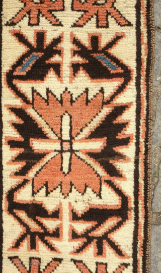 Karabagh or Genje Boteh rug, late 19th century or so.  Excellent silky soft wool with decent pile and wide calyx leaf border.  The black ground is rich and shiny.   ...