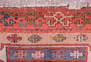 Arapgir Kurdish rug, mid-19th century or so.  Camel wool ground.  Excellent age. Simple border.  The lobbed medallions are each unique from one another.  117 x 190 cm  